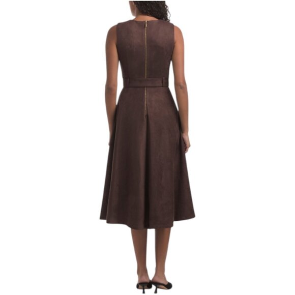 CALVIN KLEIN Faux Suede Belted Midi Dress - Picture 2 of 3